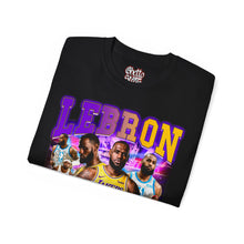 Load image into Gallery viewer, LeBron James 90s Bootleg Style Rap Shirt for Los Angeles Basketball fan Classic Vintage Style Graphic T-Shirt Tee for Men Women Gold Jersey