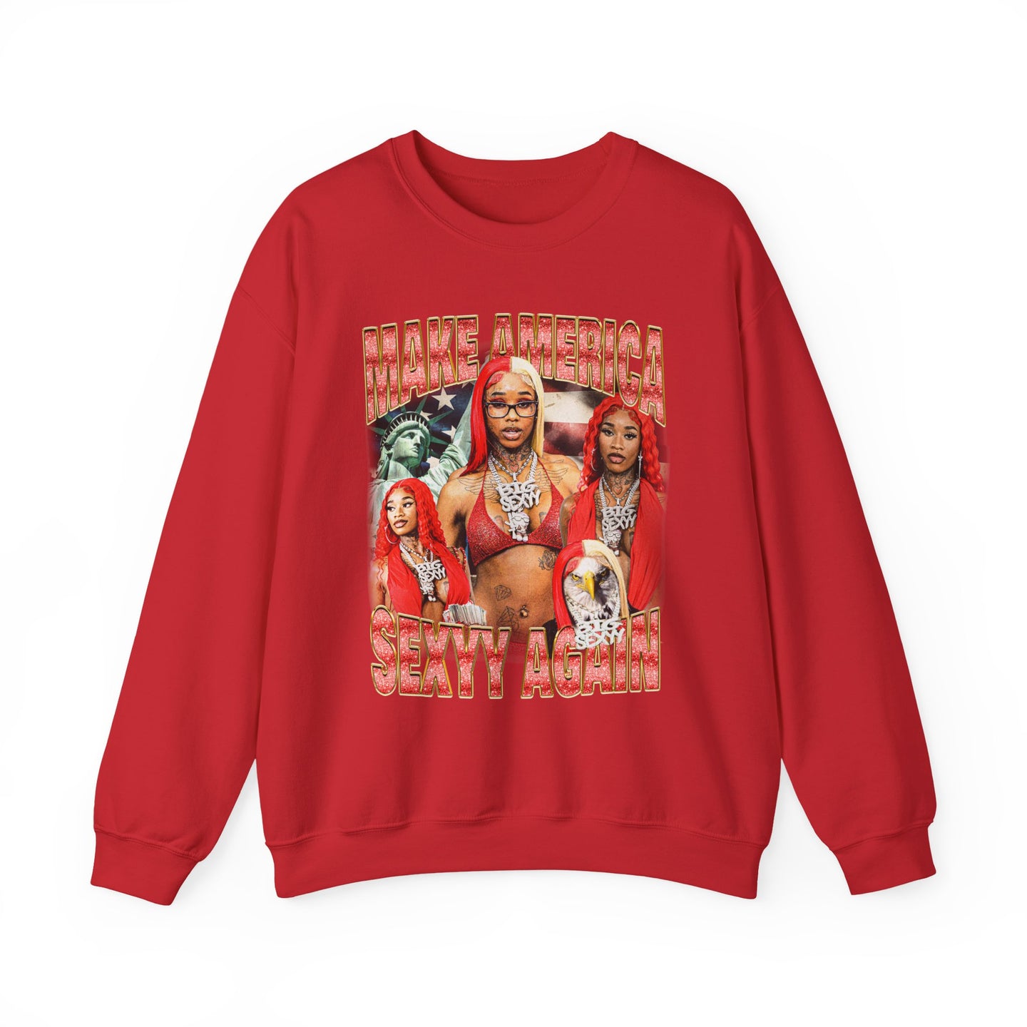 Sexy Red Crewneck, Make America Sexyy Again, Vintage Crewneck, Vintage Bootleg, Funny Usa Crewneck, Y2k Tee